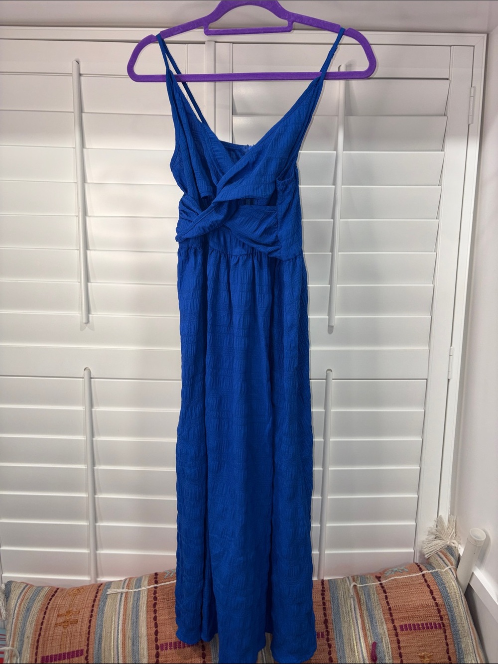 SHEIN Royal Blue Knot-Front Maxi Dress